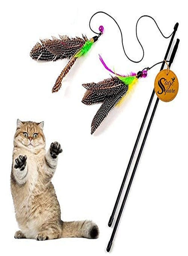 Sage Square Giant 47 cm Jumbo Size Playful Pet Friendly Feather Teaser Stick Toy for Cat/Kitten/Puppy (Random Colour) - Image 1